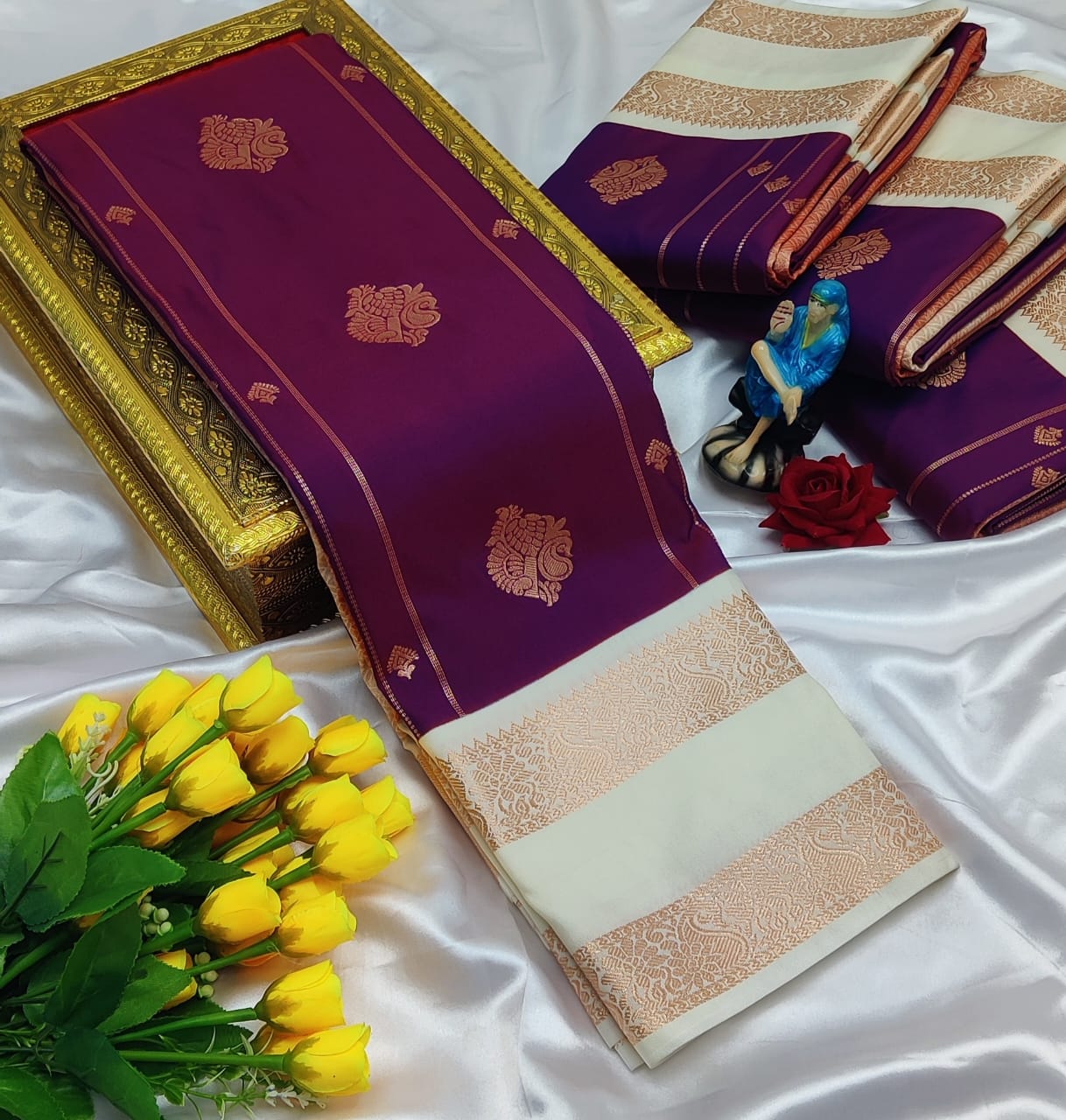 Mangalyam Korvai Kottanji Tana Soft Silk Saree for Women | Traditional Kanchipuram Style | Rich Zari Border | Wedding & Bridal Wear