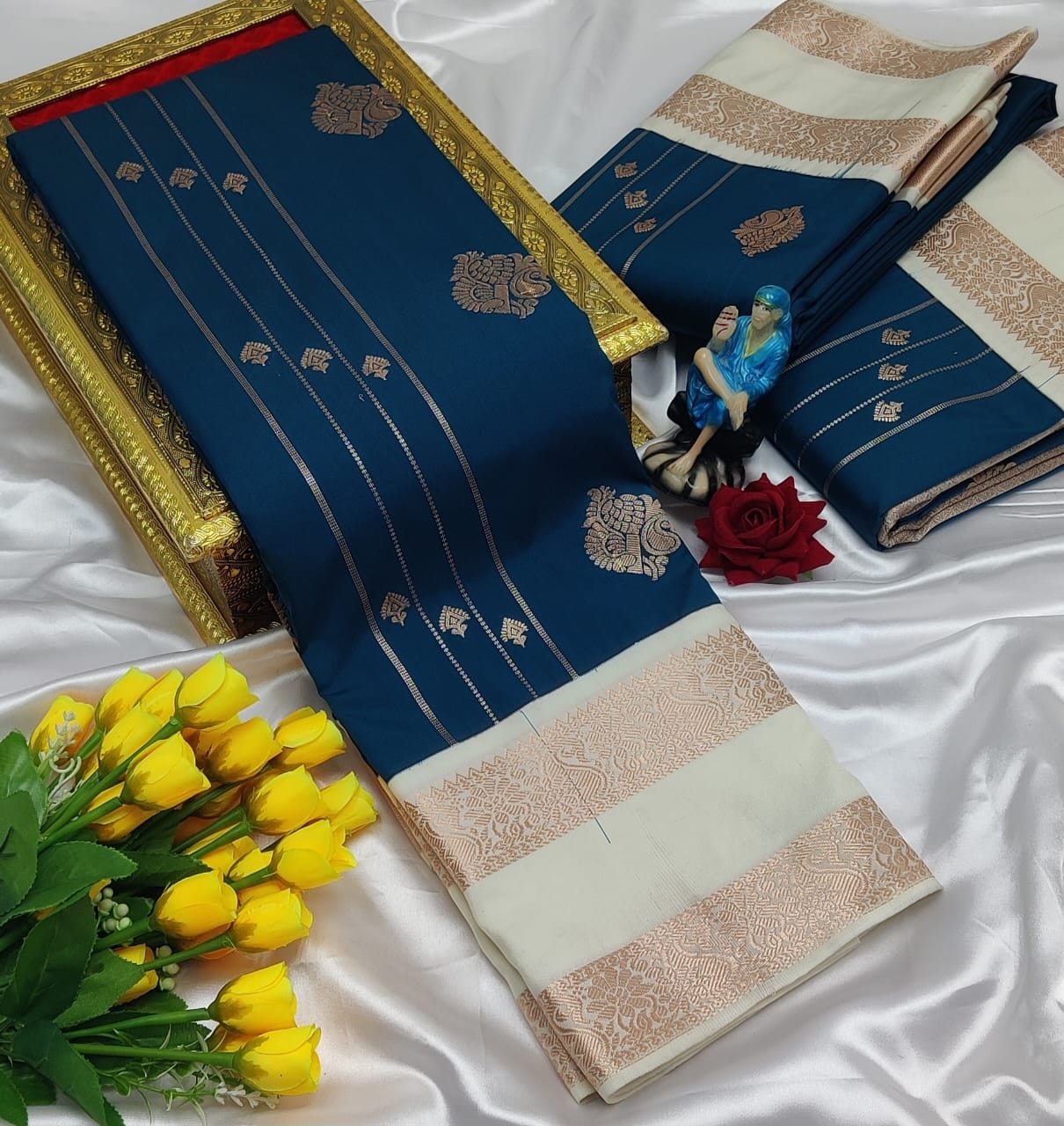 Mangalyam Korvai Kottanji Tana Soft Silk Saree for Women | Traditional Kanchipuram Style | Rich Zari Border | Wedding & Bridal Wear