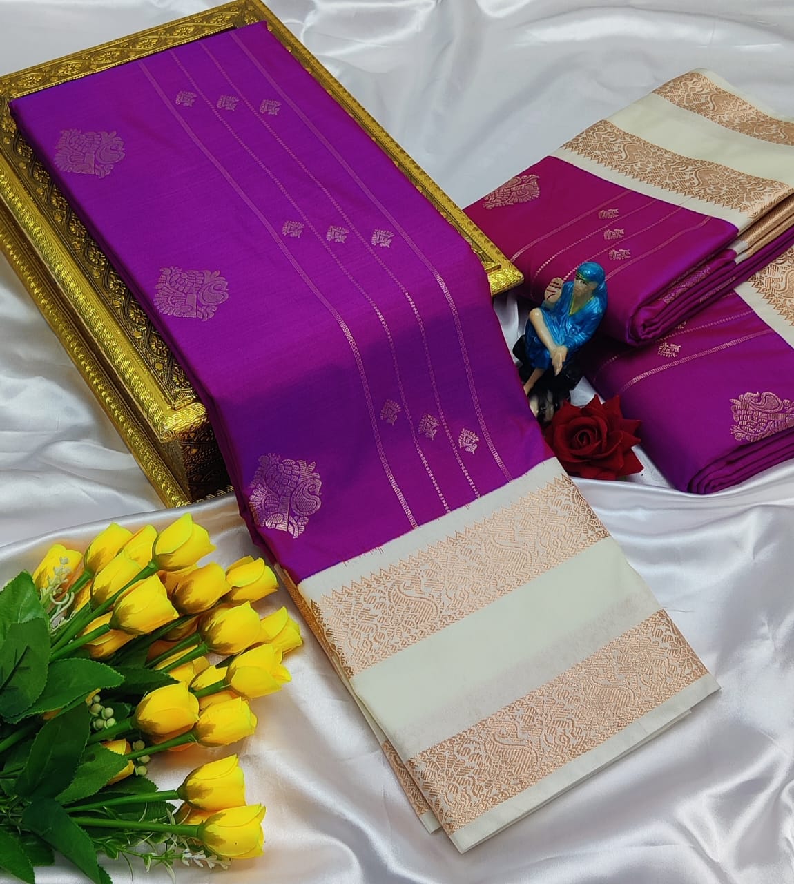 Mangalyam Korvai Kottanji Tana Soft Silk Saree for Women | Traditional Kanchipuram Style | Rich Zari Border | Wedding & Bridal Wear