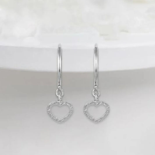 GIVA Silver Small Heart Drop Earrings