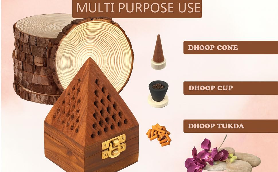 Wooden Sambrani Dhoop Stand Incense Holder: Perfect Pooja Room Stand Decoration Item, Dhup Dani & Doopam Holder, Essential Puja Item for Home Mandir and Pooja Thali Set Rituals