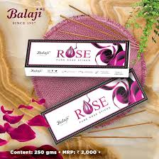 Balaji Rose Pure Rose Incense Sticks - 25 Pcs | Agarbatti/ Agarbathi for Pooja