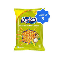 Kurkure Green Chutney Crisps - Pack of 3
