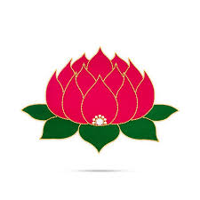 Rangoli Sticker - 8 x 12 Inches | Lotus With Mirror Design Kolam Sticker/ Velvet Muggu Sticker for Pooja Decor