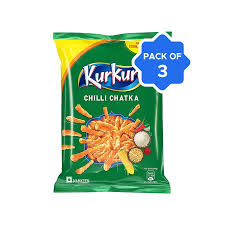 Kurkure Chilli Chatka Crisps - Pack of 3