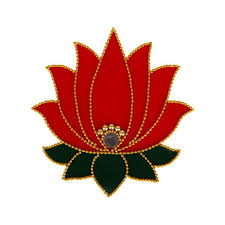 Muggulu Sticker - 5.25 x 5 Inches | Kolam Sticker/ Velvet Lotus Rangoli Sticker for Floor
