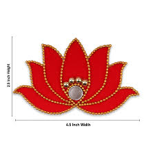 Muggulu Sticker - 2.5 x 4.5 Inches | Kolam Sticker/ Velvet Lotus Rangoli Sticker for Floor