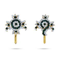 Stone Shank Chakra - 1.5 x 1.25 Inches | Multicolour Stone Jewellery/ Venkateswara Shanku Chakram for Deity