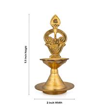 Om Vel Agal Vilakku - 5.5 x 3 Inches | Brass Lamp/ Karthik Deep for Pooja/ 210 Gms Approx