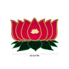 Rangoli Sticker - 4.5 Inches | Lotus Design Kolam Sticker/ Velvet Muggu Sticker for Pooja/ Assorted Colour