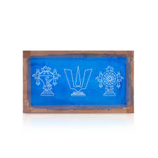 Rangoli Stencil - 9 x 5 Inches | Shank Chakra Namam Design Kolam Stencil/ Stencil Box for Floor Decor/ 100 Gms