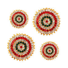 Stone Pottu - 1.25 Inch | Goddess Bindi/ Amman Pottu for Deity/ Assorted Colour & Design