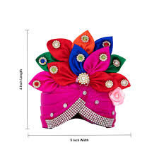 Turban - 4 x 5 Inches | Kireedam/ Fancy Mukut/ Pagdi/ Crown for Deity/ Assorted Colour and Design