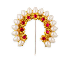 Hair Arch - 4.5 Inches | Artificial Flower Arch/ Artificial Moti Bead Arch for Deity