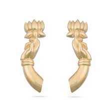 Varamahalakshmi Hand - 2 x 0.75 Inches | Varalakshmi Hand/ Gold Polish Laxmi Hand for Deity Decor