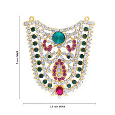 Stone Necklace - 3 x 2.5 Inches | Multicolour Stone Jewellery for Deity