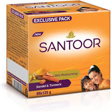 Santoor Skin Moisturising Sandal & Turmeric Soap - Pack of 4