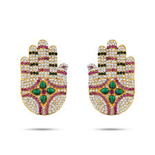 Stone Hastham Pair - 3 x 2 Inches | Stone Hand/ Multicolour Stone Jewellery for Deity/ 100 Gms Approx