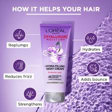 L'Oreal Paris Hydra Filling Night Cream Leave in Conditioner (Hyaluron Moisture)