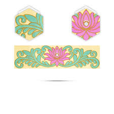 Rangoli Sticker - 5 x 18 Inches | Lotus Design Kolam Sticker/ Velvet Muggu Sticker for Pooja/ 40 Gms Approx